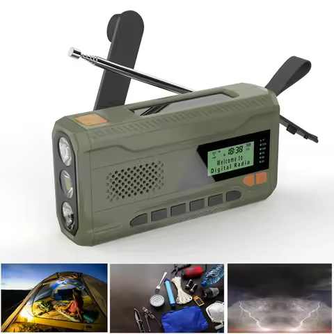 Emergency Radio with Flashlight BT Speaker Hand Crank Radio Emergency Weather Radio for Emergency Ca