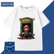 LEE UCUSO ข้อต่อ Mario เสื้อยืดแขนสั้นชายหลวมนักเรียนแนวโน้มการ์ตูนลำลองกีฬาด้านบนหญิง  LEE UCUSO co-signed Mario Short Sleeve T-shirt men's loose student trend cartoon casual sports top women Blue 5XL