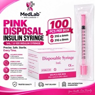 Pink Insulin Syringe 1mL 31G x 6mm & 31G x 8mm
