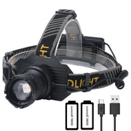 BORUiT Motion Sensor Dual LED ซูมไฟหน้าสีขาวและสีเหลืองแบบชาร์จไฟได้ Power Bank ไฟหน้า Camping โคมไฟ