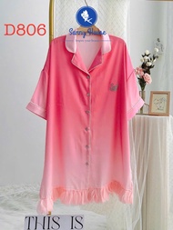 Đầm Sơmi D806 Lụa Quảng Châu Cao Cấp Đính Đá Thiên Nga - Dưới 60kg