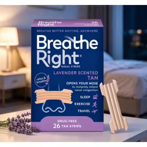 Breathe Right Nasal Strips, Tan Nasal Strips, Extra Strength, Calming Lavender Scent, 26 Count