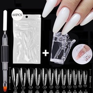 1Set Extension False Nail Tips Full Cover Fake Finger Acrylic UV Gel Polish Quick Building Mold Clear Nail Clip Manicures Tools