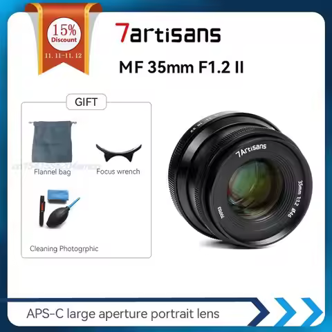 7artisans 35mm F1.2 II Prime Lens for Sony E/Fuji/M43/ Canon Eos-m/Nikon Z Mount A6500 A6600 M100 X-