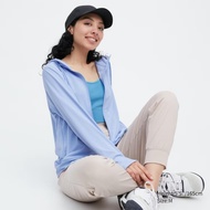 JAKET WANITA UNIQLO AIRism HOODIE UV PROTECTION MESH 422807 BLUE 61