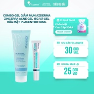 Combo to support moisturizing, reduce Acne, and clean Azderma Zincerra Acne Gel 15g and Placentor Fa