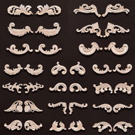2PC Wood Corner Decoration Wood Carving Onlays Appliques Wood Decals for Furniture Home Decor Wood F