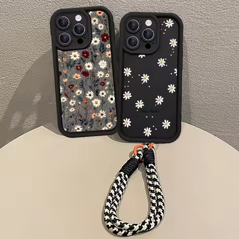 Flower Wrist Strap Lanyard Phone Case For VIVO IQOO Z10 X100 Pro X23 X60 X70 X80 X90 Pro X200FE Y76 