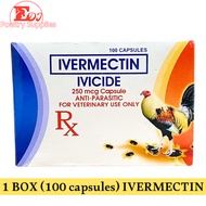 1 BOX (100 capsules) IVERMECTIN IVICIDE - FOR ANIMAL DEWORMER