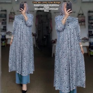 Bunga Matahari Set Tunik One Set Wanita Long Tunik Rayon Twill Baju Setelan Wanita Kekinian Celana