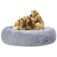Round Large Dog Bed With Zipper Cover Washable Pet Sofa Bed Long Plush Dog Kennel Large Dog Cushion Dogs Warm Sleeping Cat Mats