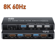HDMI KVM Switch 4K 120Hz พร้อม USB 3.0 Dual Port 8K HDMI 2.1 USB KVM Switch Hub กล่อง HDMI 2.1 Switc