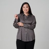 MS. READ Printed Helen Shirt | Size UK12-24 | Maroon | MK53222-TB