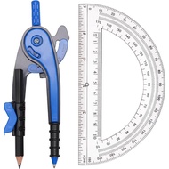 YOOUSOO Compass and Protractor Set, Student Geometry Math Set, Drawing Compass and 6 Inch Clear Swin