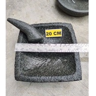 Square mortar and pestle, one set of pure genuine mountain stones