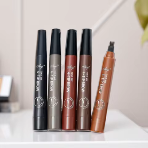 2 Pack 4 Point Eyebrow Pen 4 Prong Tip Eyebrow Pen 4 Fork Eyebrow Pencil Waterproof Liquid Eyebrow P