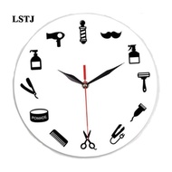 [Lstjj] Barber Shop Decoration Wall Clock Decorative Clock Wall Art Clock for Kitchen Bedroom Living Room Barber Shop
