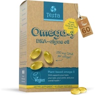 Plant-Based Vegan Omega 3 plement - 250mg DHA from Algae Oil - Algae Omega 3 - ports Brain and Eye H