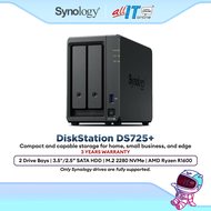 Synology DS725+ 2-Bay NAS DiskStation Server Storage RAID Expandable NVMe Cache 2.5GbE for Business