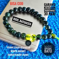 Gelang Batu Giok Hitam Black Jade Original Asli Aceh Bulat Full Tembus Size 8