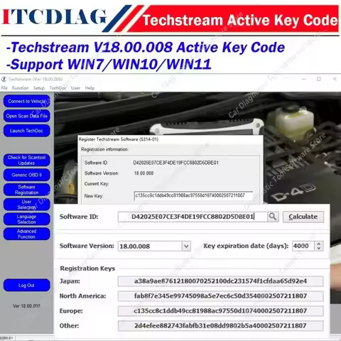 Newest Version TIS Techstream 18.00.008 Auto Diagnostic Software Link Active Code Compatible with MI