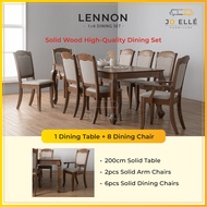 Jo ELLE – Lennon 1+8 Solid Wood Dining Set / Meja makan 8 kerusi / 餐桌