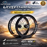 Litepro AERO S42  Matte Black Wheelset 451 / 406 Bicycle Wheel Set | Set Roda Basikal | 哑黑色轮组