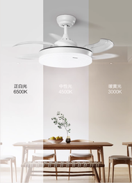 樂聲牌 - 原廠Panasonic HHLZ4507ceiling Fan 伸縮隱形天花吊風扇 吊扇燈 開合風扇 正逆風 三色led 連遙控