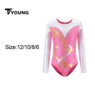 [In Stock] Girl Gymnastics Leotard Training Costume Shiny Long Sleeve Teamwear Bodysuit