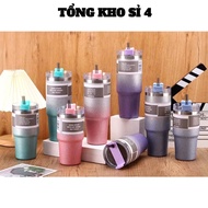 890ML Stainless Steel Emulsion Bottle WITH STRAW, 890ml emulsion painted thermos bottle, sparkling g