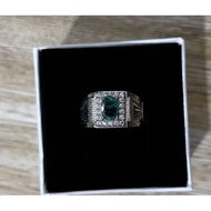 Cincin batu zamrud asli silver 925 original