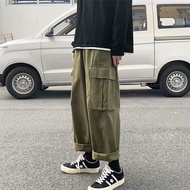 MOLAN กางเกง วินเทจ กางเกงขายาว ชาย ผู้ชายกางเกงคาร์โก้แบบหลวมขนาดยาวพิเศษกางเกงแฟชั่นเกาหลีชุดลำลองขนาดใหญ่กางเกงตรงกางเกงฮาเร็ม