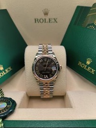 31mm 全新現貨 278271-0004 Datejust 31腕錶永恒玫瑰金及蠔式鋼款，搭配鑲鑽巧克力色錶面及紀念型（Jubilee）錶帶。