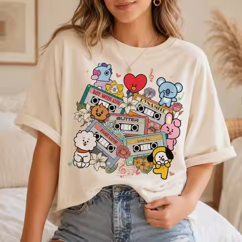 2026 New BT21 Jimin Arirang Unisex T-shirt Men Women Summer 100 Cotton Shirt Fashion High Quality Sh