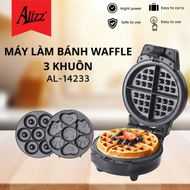 Máy làm bánh Đa Năng waffle 3 khuôn ALIZZ AL-14233 Máy Làm Đồ Ăn Sáng 3in1 Nướng Bánh Mì