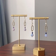 緣翠 - 天然淡水珍珠,紫玉髓 藍紋瑪瑙 14K注金耳環