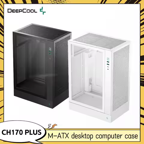 DEEPCOOL CH170 PLUS MATX Vertical Chassis Black Computer Chassis Supports 240 Water Cooling Type-C I