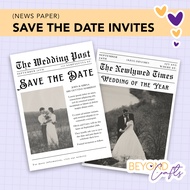 Save the Date News Paper Design Wedding Invitation | BCrafts