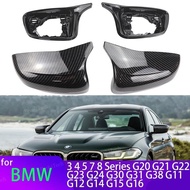 4pcs Carbon Fiber Exterior Side Rearview Mirror Cover Trim For BMW 3 4 5 7 8er G20 G21 G28 G11 G12 G