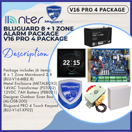 Bluguard Wired Alarm Package Pro 4 Touch Pad Touch Sceen 8+1 Zone BLU-V16T-SP04 V16 PRO 4 PACKAGE