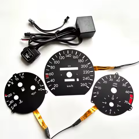SD Motor O-H-L EL Glow Gauge 260 KM 7000 RPM for MB W124 Black Panel White Light