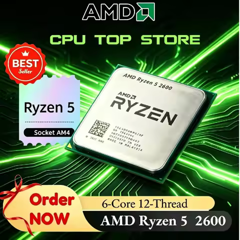 AMD Ryzen 5 2600 AM4 Mainboard Original CPU 6C/12T 3.4‑3.9GHz Unlocked, Gaming Creation Office Daily