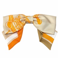 全新未使用 ★ 愛馬仕 Hermes 100% 真絲 Grenelle Ex-LibrisRIBON，配米色/橙色絲帶，意大利製造，女士款，帶原裝盒