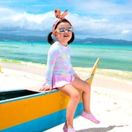 【Uhome】Infant Toddler Swim Wear 2-10T Kids Girls Swimming Suit 2pcs/set Long Sleeve Swimsuit M-3XL F