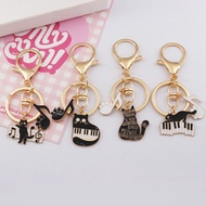 Artistic Piano Note Cat Keychain Cat Scratch Piano Music Alloy Bag Pendant Key Chain Accessory