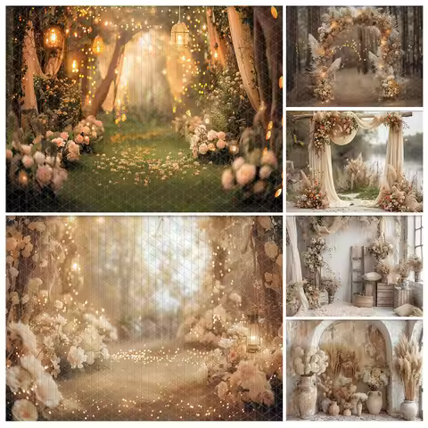 Golden Arch Photography Backdrop Kids Baby Cake Smash Photocall Decor Child Adult Birthday Studio We