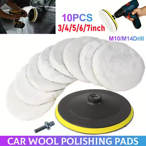 10PCS 3/4/5/6/7 Inch Car Polishing Waxing Buffing Wheel Pad Car Polisher Kit for Auto M10/M14 Drill 