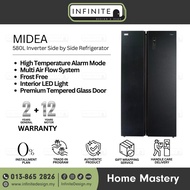 Midea MSS-582WEGBI 580L Inverter Side By Side Refrigerator /Fridge / Peti Sejuk