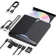 701H External CD/DVD Drive for Laptops, 7-in-1 DVD Player USB 3.0 Portable Burner for Laptops with S