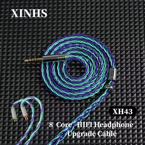 XINHS XH43 Purple Green 8-core 7N OCC High Conductivity + Silver Foil HIFI Headphone Upgrade Cable f
